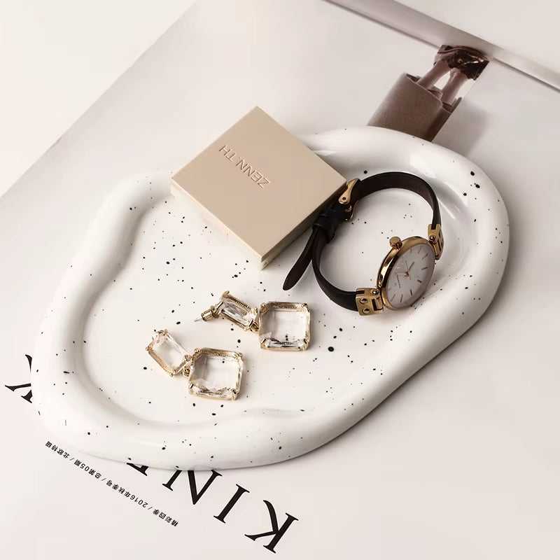 Ceramic Jewelry Tray Dish for Ring Key Trinket, Cute Cloud Shape Decorative Jewelry Plate Holder Room Decor Aesthetic Gift