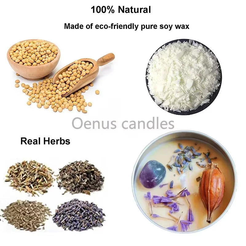 1PCS Prosperity Candle Crystals Herbs Soy Vegan Wealth Scented Candle in Jars Magic Pray Pagan Candles Tin 100G/3.5Oz
