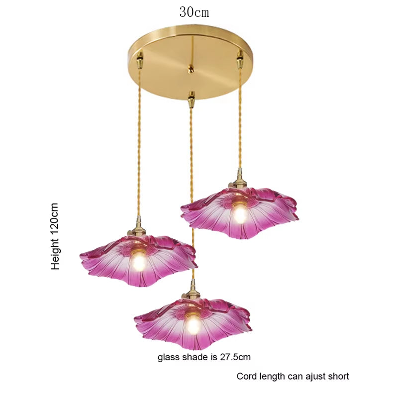 Modern Glass Pendant Light for Bedroom Kitchen Dining Room Hanging Lamp LED Flower Luminaire Chandelier Nordic Lighting Cafe Bar