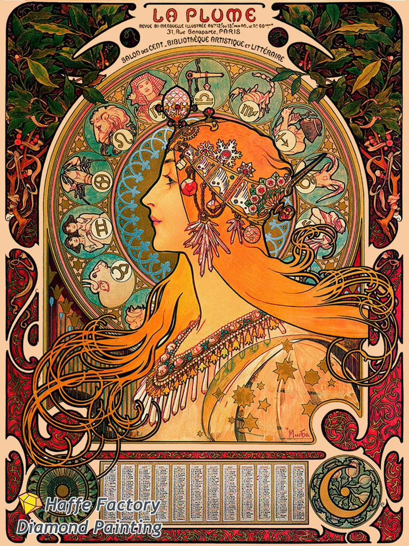Alphonse Maria Mucha Zodiaque Famous Painting Diy 5D Diamond Mosaic Painting Byzantine Art Girl Cross Stitch Diy Home Decor