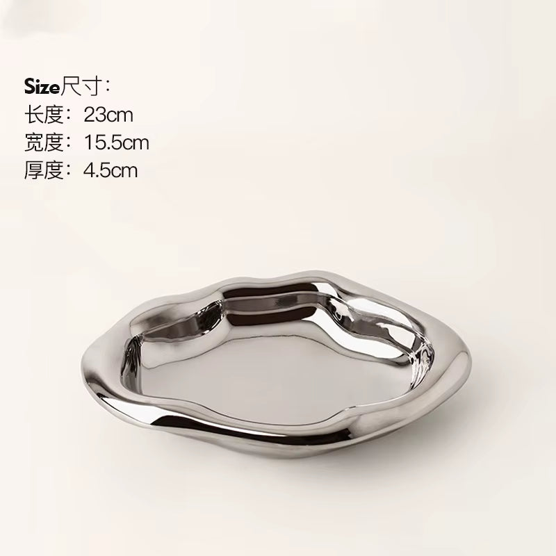 Ceramic Jewelry Tray Dish for Ring Key Trinket, Cute Cloud Shape Decorative Jewelry Plate Holder Room Decor Aesthetic Gift