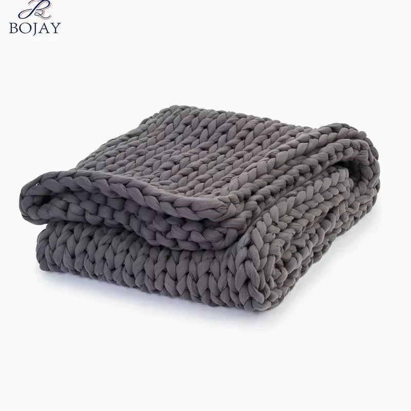 Handmade Cotton Chunky Knitted Weighted Throw Blankets Winter Heavy 7Kg Adult Blanket