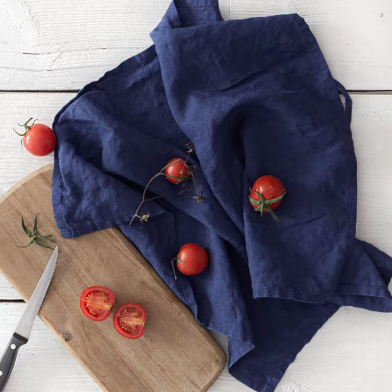 Soft Hang Handkerchiefs Napkins, Linen Napkin, 100% Linen, Wedding, Dessert, Tea Towel, Kitchen Dishcloth Placemats, 4Pcs