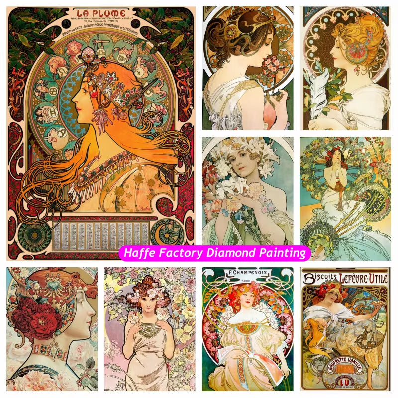 Alphonse Maria Mucha Zodiaque Famous Painting Diy 5D Diamond Mosaic Painting Byzantine Art Girl Cross Stitch Diy Home Decor