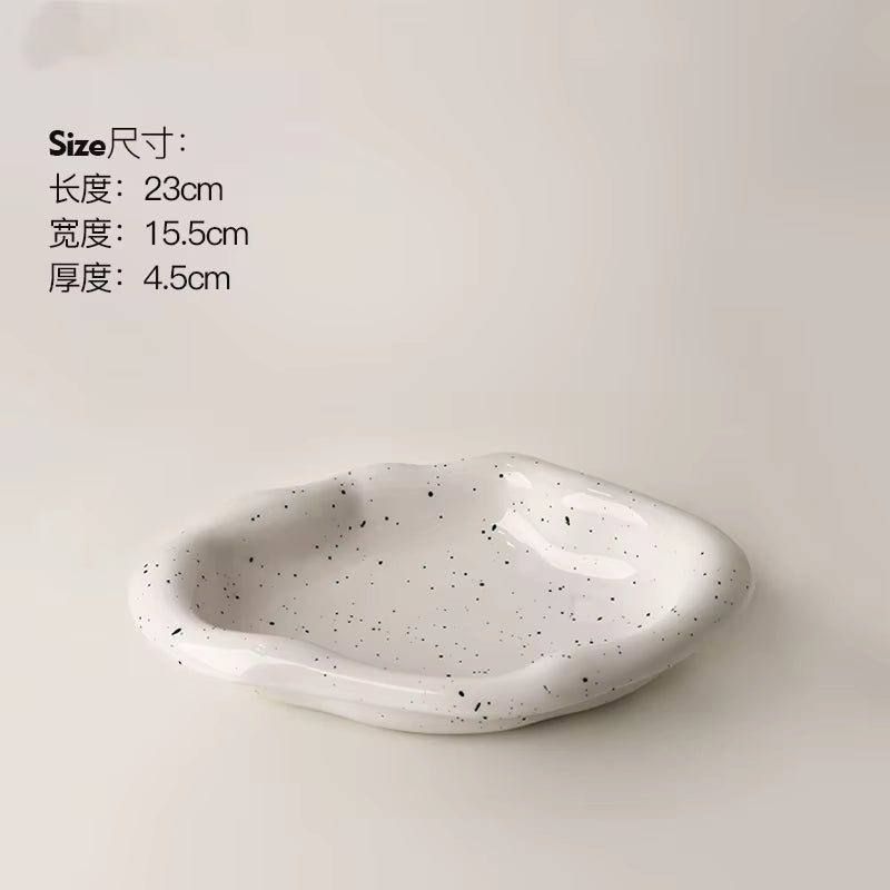 Ceramic Jewelry Tray Dish for Ring Key Trinket, Cute Cloud Shape Decorative Jewelry Plate Holder Room Decor Aesthetic Gift