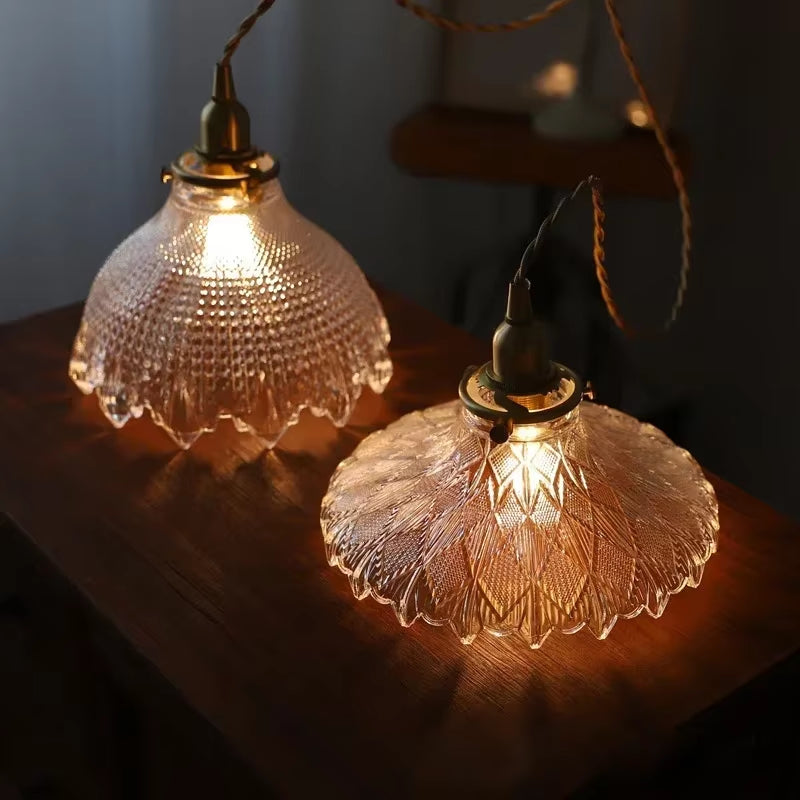Modern Glass Pendant Light for Bedroom Kitchen Dining Room Hanging Lamp LED Flower Luminaire Chandelier Nordic Lighting Cafe Bar