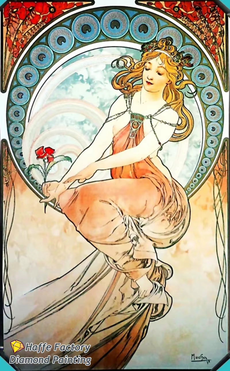 Alphonse Maria Mucha Zodiaque Famous Painting Diy 5D Diamond Mosaic Painting Byzantine Art Girl Cross Stitch Diy Home Decor