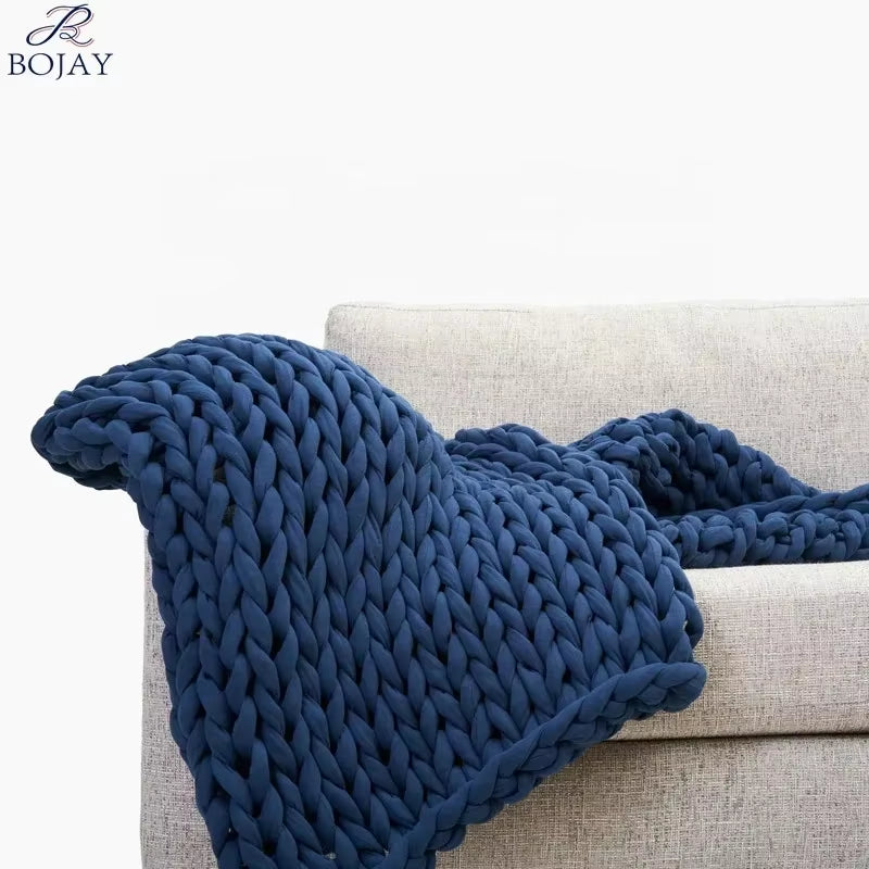 Handmade Cotton Chunky Knitted Weighted Throw Blankets Winter Heavy 7Kg Adult Blanket