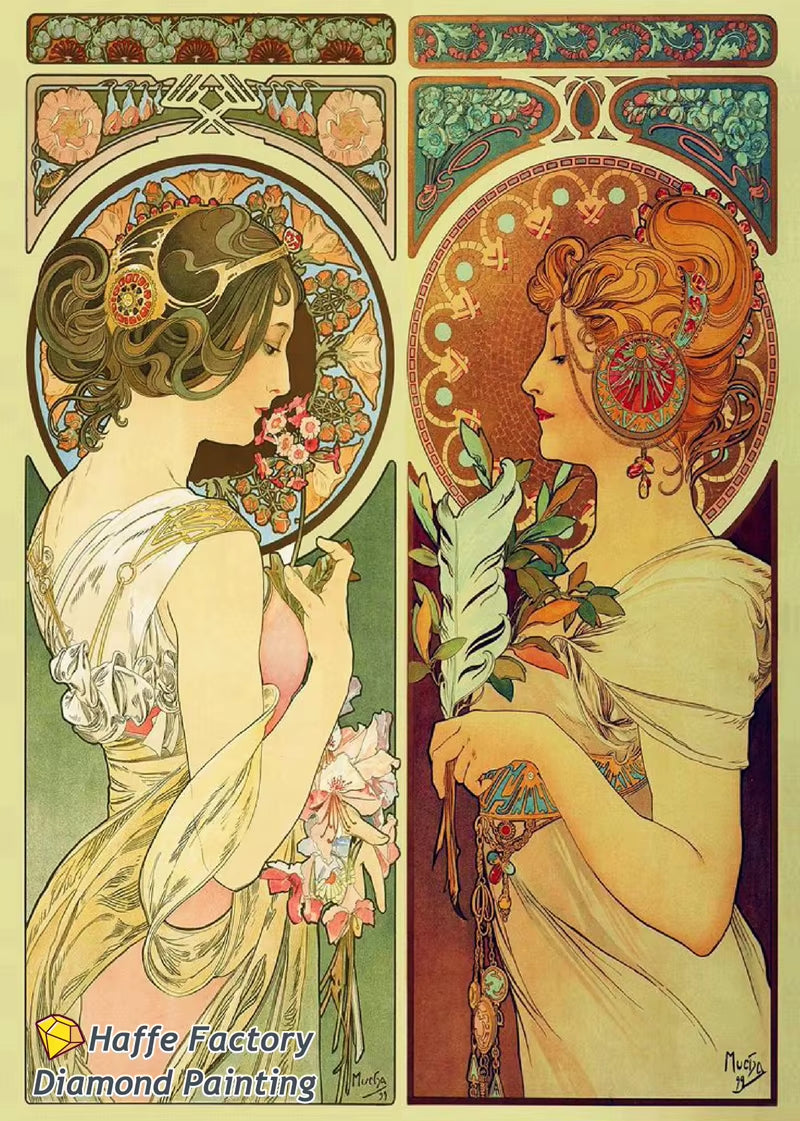 Alphonse Maria Mucha Zodiaque Famous Painting Diy 5D Diamond Mosaic Painting Byzantine Art Girl Cross Stitch Diy Home Decor