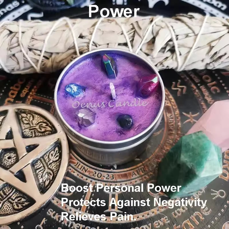 1PCS Prosperity Candle Crystals Herbs Soy Vegan Wealth Scented Candle in Jars Magic Pray Pagan Candles Tin 100G/3.5Oz