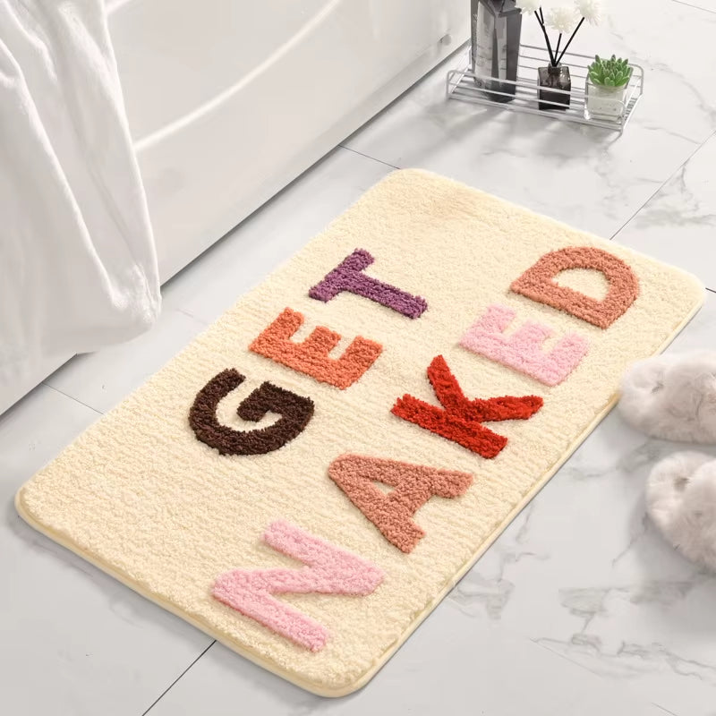 Get Naked Runner Black and White Cute Bathroom Rug Long Get Naked Rug Funny Bathroom Decor for Apartment Bathmat 40X60Cm 50X80Cm