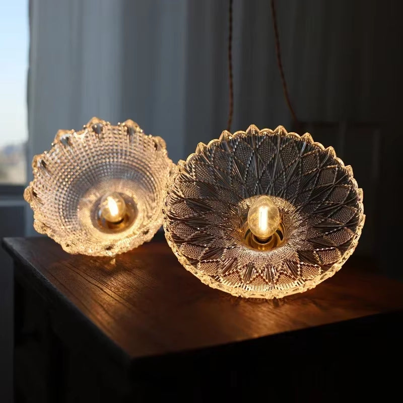 Modern Glass Pendant Light for Bedroom Kitchen Dining Room Hanging Lamp LED Flower Luminaire Chandelier Nordic Lighting Cafe Bar
