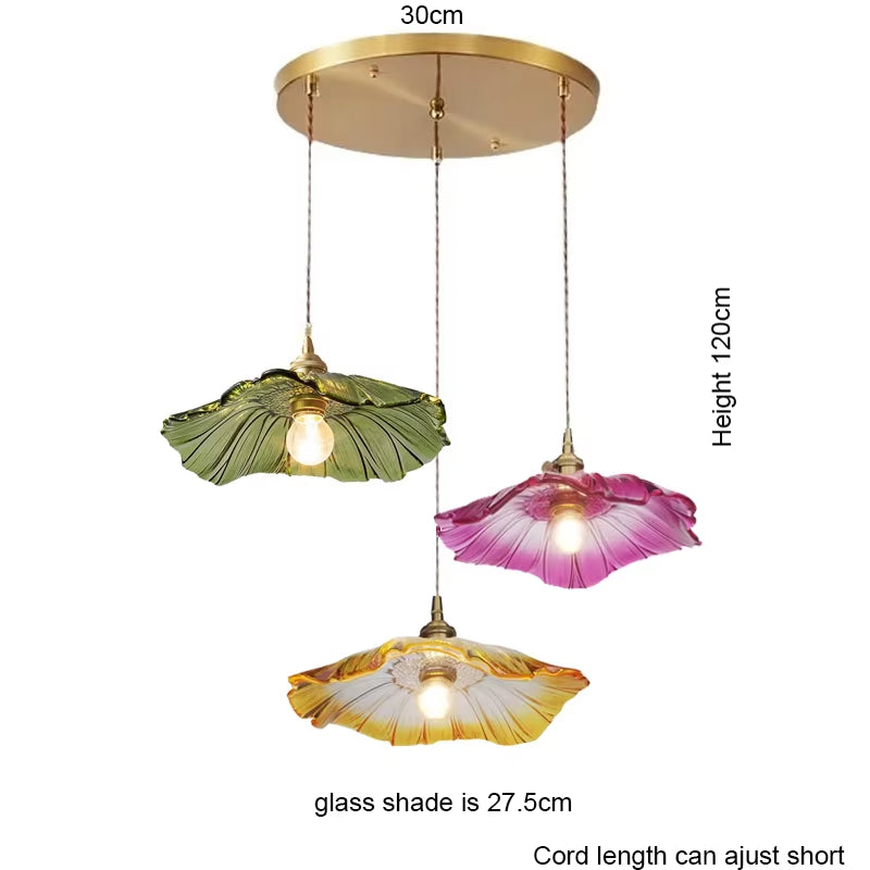 Modern Glass Pendant Light for Bedroom Kitchen Dining Room Hanging Lamp LED Flower Luminaire Chandelier Nordic Lighting Cafe Bar