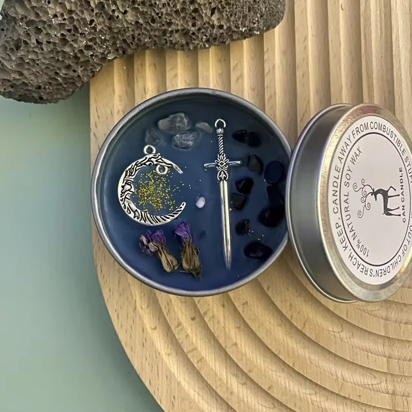 1PCS Prosperity Candle Crystals Herbs Soy Vegan Wealth Scented Candle in Jars Magic Pray Pagan Candles Tin 100G/3.5Oz