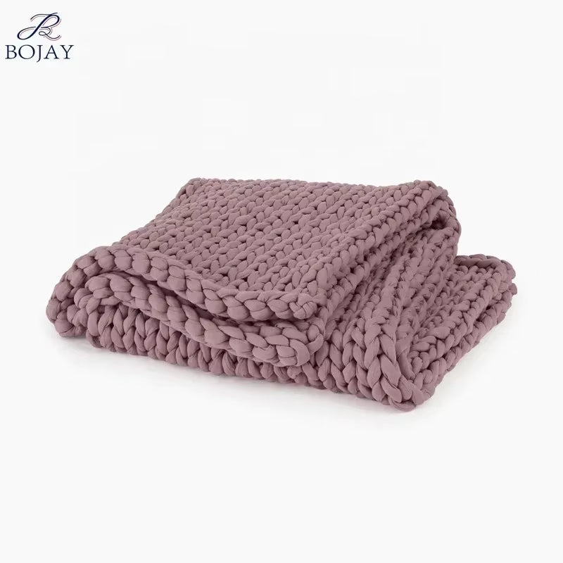 Handmade Cotton Chunky Knitted Weighted Throw Blankets Winter Heavy 7Kg Adult Blanket
