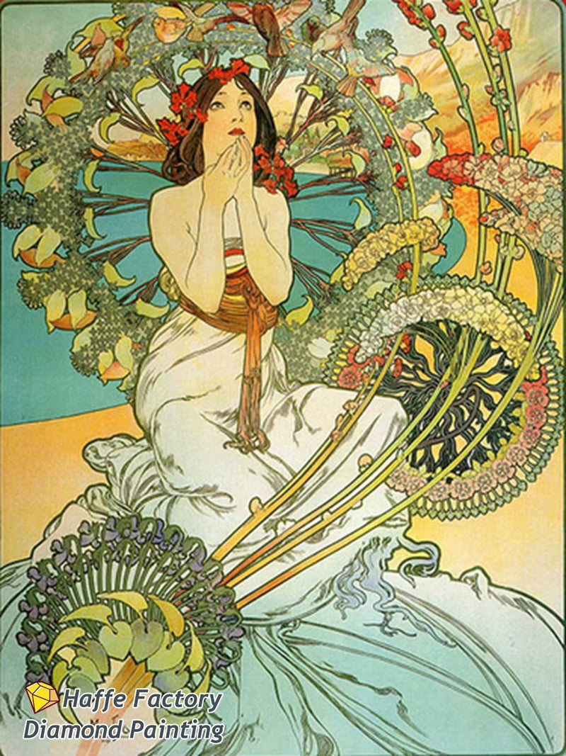 Alphonse Maria Mucha Zodiaque Famous Painting Diy 5D Diamond Mosaic Painting Byzantine Art Girl Cross Stitch Diy Home Decor