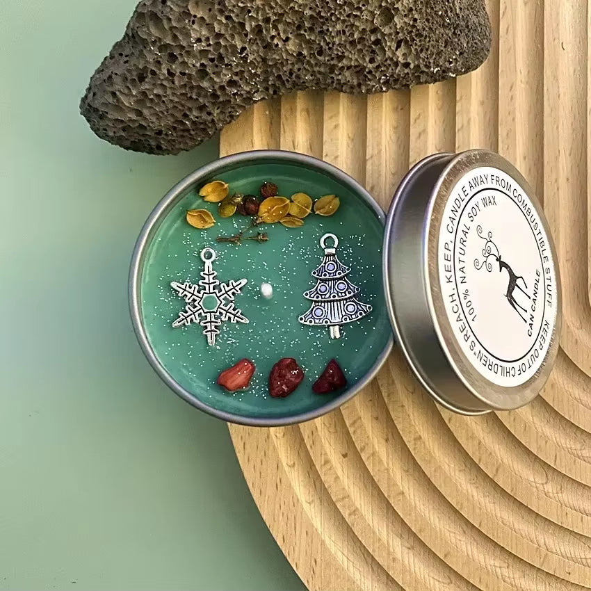 1PCS Prosperity Candle Crystals Herbs Soy Vegan Wealth Scented Candle in Jars Magic Pray Pagan Candles Tin 100G/3.5Oz