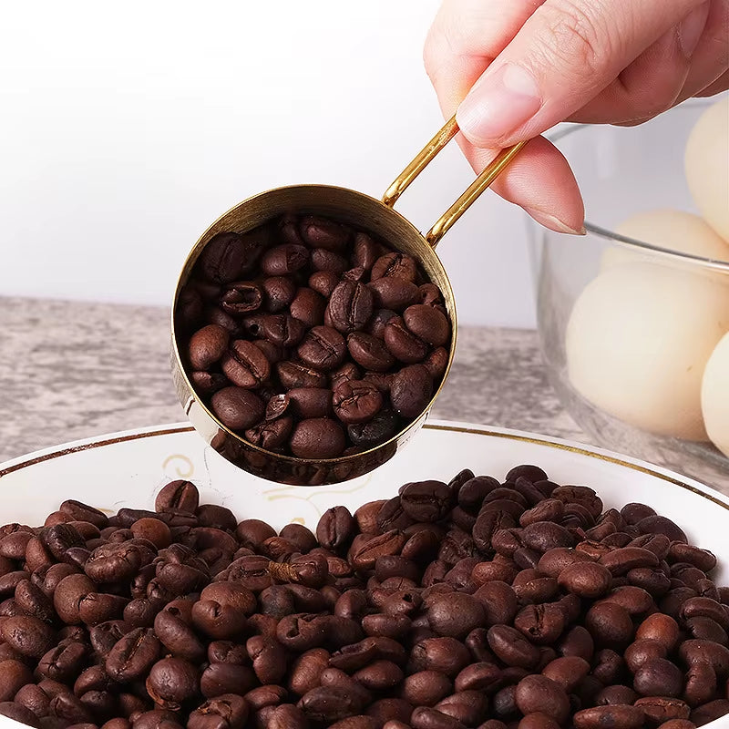 Golden Measuring Cups and Spoons Set Stainless Steel Stackable Premium Kitchen Tools for Coffee Baking Flour Home Accessories