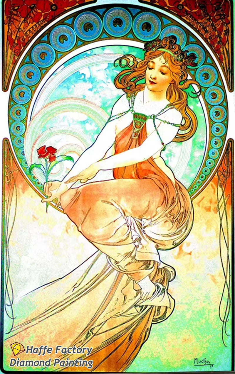 Alphonse Maria Mucha Zodiaque Famous Painting Diy 5D Diamond Mosaic Painting Byzantine Art Girl Cross Stitch Diy Home Decor