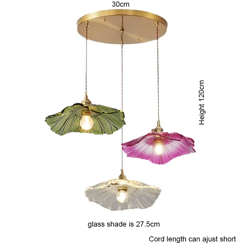 Modern Glass Pendant Light for Bedroom Kitchen Dining Room Hanging Lamp LED Flower Luminaire Chandelier Nordic Lighting Cafe Bar