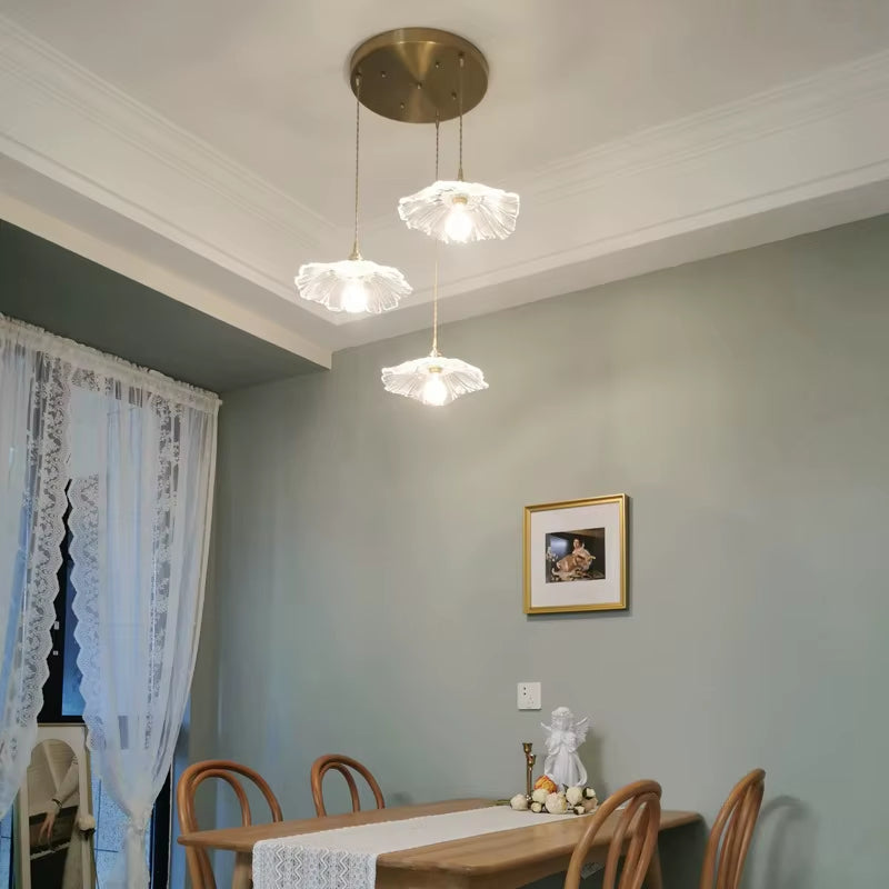 Modern Glass Pendant Light for Bedroom Kitchen Dining Room Hanging Lamp LED Flower Luminaire Chandelier Nordic Lighting Cafe Bar