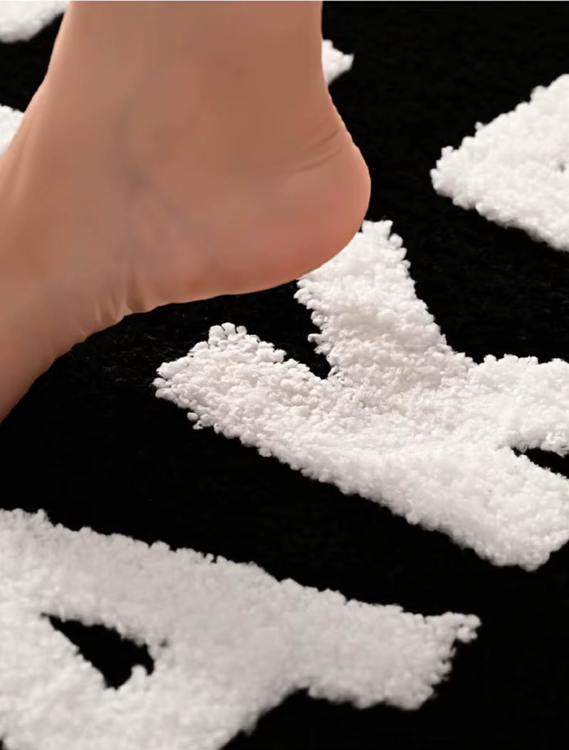 Get Naked Runner Black and White Cute Bathroom Rug Long Get Naked Rug Funny Bathroom Decor for Apartment Bathmat 40X60Cm 50X80Cm
