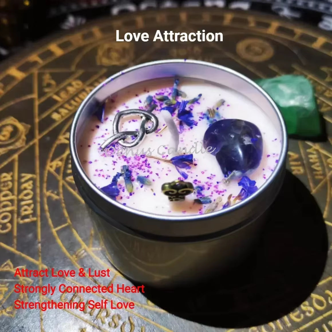 1PCS Prosperity Candle Crystals Herbs Soy Vegan Wealth Scented Candle in Jars Magic Pray Pagan Candles Tin 100G/3.5Oz