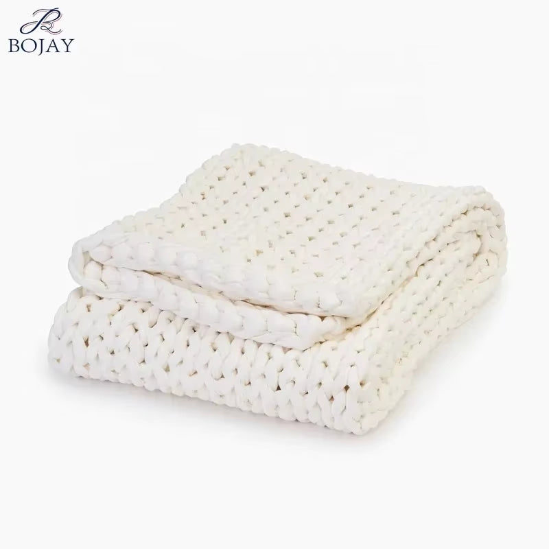 Handmade Cotton Chunky Knitted Weighted Throw Blankets Winter Heavy 7Kg Adult Blanket