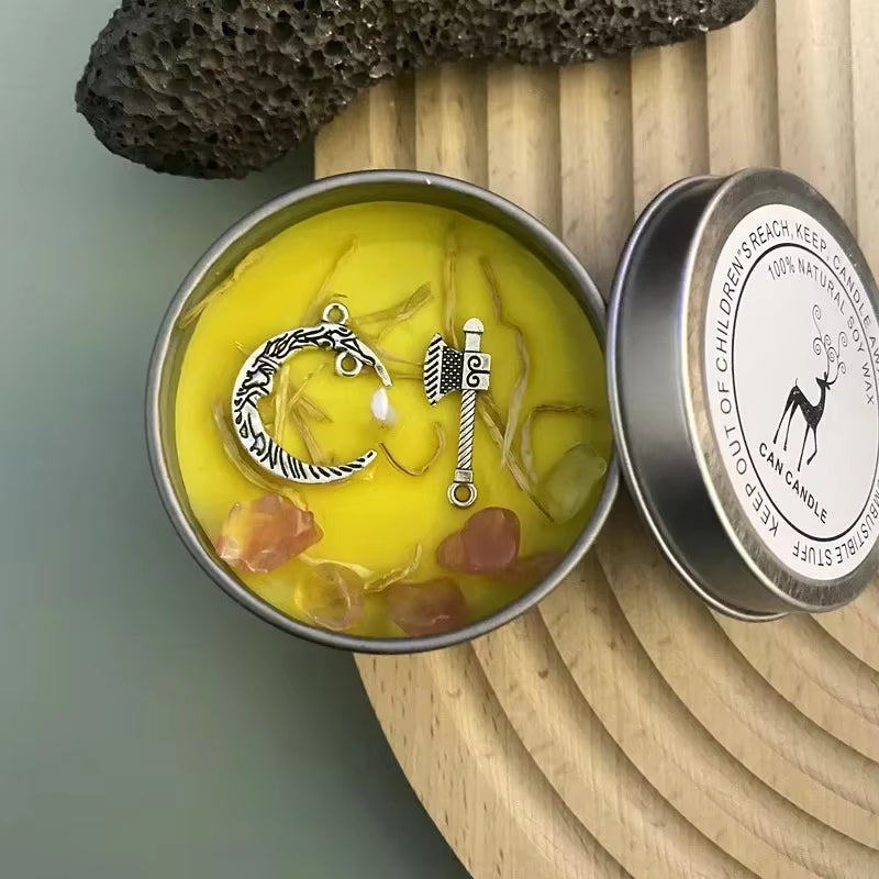 1PCS Prosperity Candle Crystals Herbs Soy Vegan Wealth Scented Candle in Jars Magic Pray Pagan Candles Tin 100G/3.5Oz