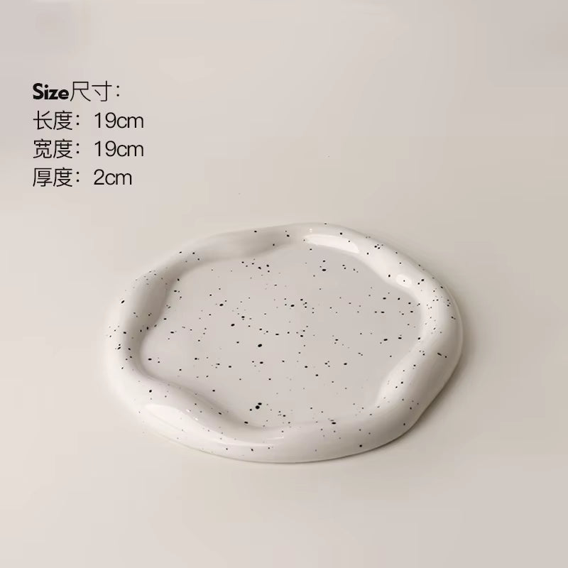 Ceramic Jewelry Tray Dish for Ring Key Trinket, Cute Cloud Shape Decorative Jewelry Plate Holder Room Decor Aesthetic Gift