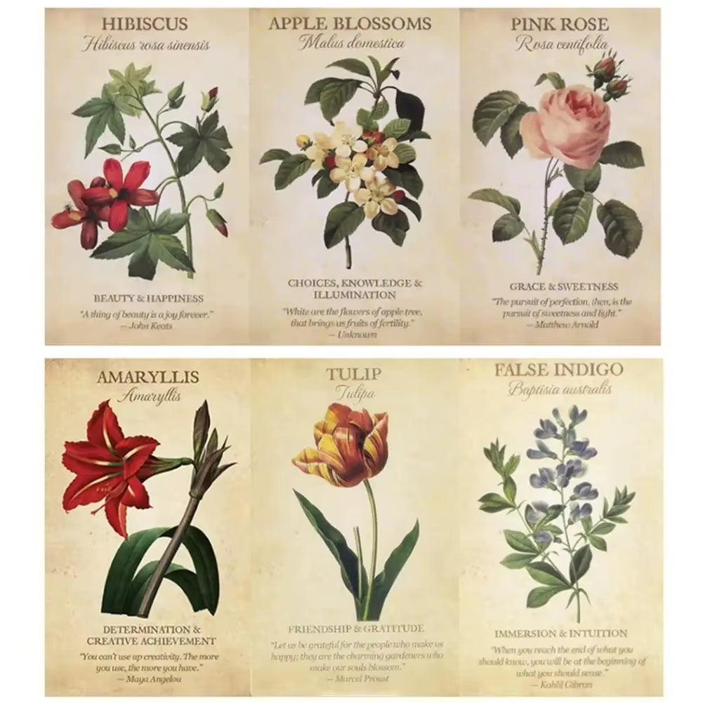Botanical Inspiration Oracle Cards a 45 Deck Tarot English Version Board Game PDF Guidebook for Personal Use
