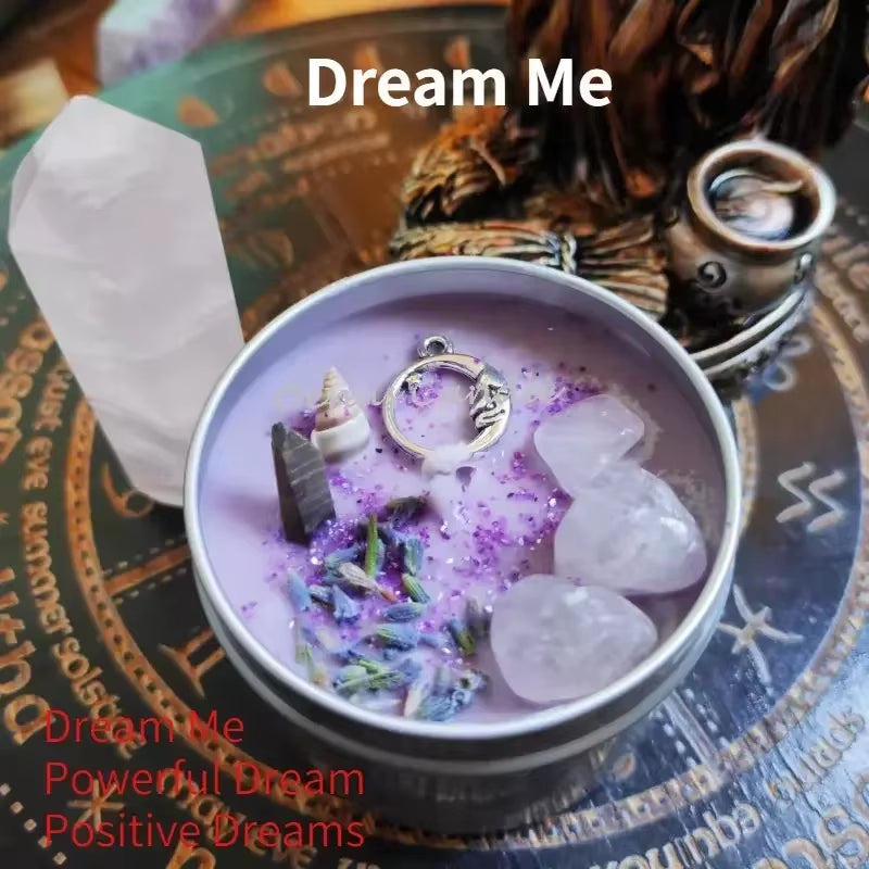 1PCS Prosperity Candle Crystals Herbs Soy Vegan Wealth Scented Candle in Jars Magic Pray Pagan Candles Tin 100G/3.5Oz