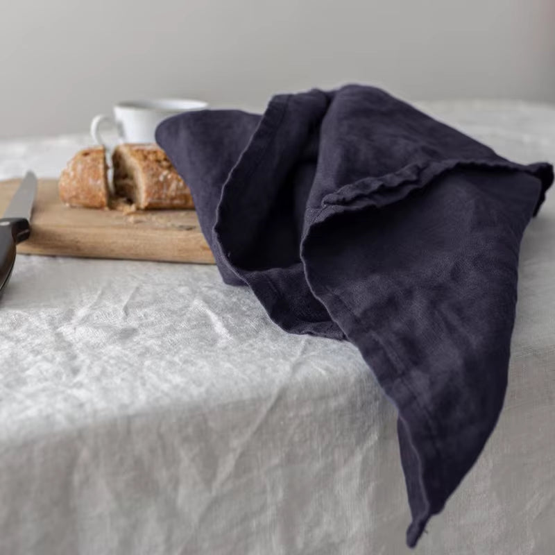 Soft Hang Handkerchiefs Napkins, Linen Napkin, 100% Linen, Wedding, Dessert, Tea Towel, Kitchen Dishcloth Placemats, 4Pcs