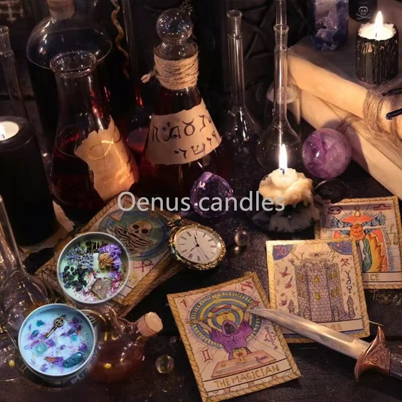 1PCS Prosperity Candle Crystals Herbs Soy Vegan Wealth Scented Candle in Jars Magic Pray Pagan Candles Tin 100G/3.5Oz