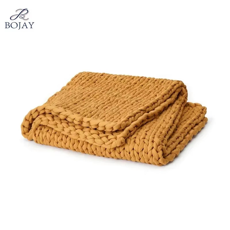 Handmade Cotton Chunky Knitted Weighted Throw Blankets Winter Heavy 7Kg Adult Blanket