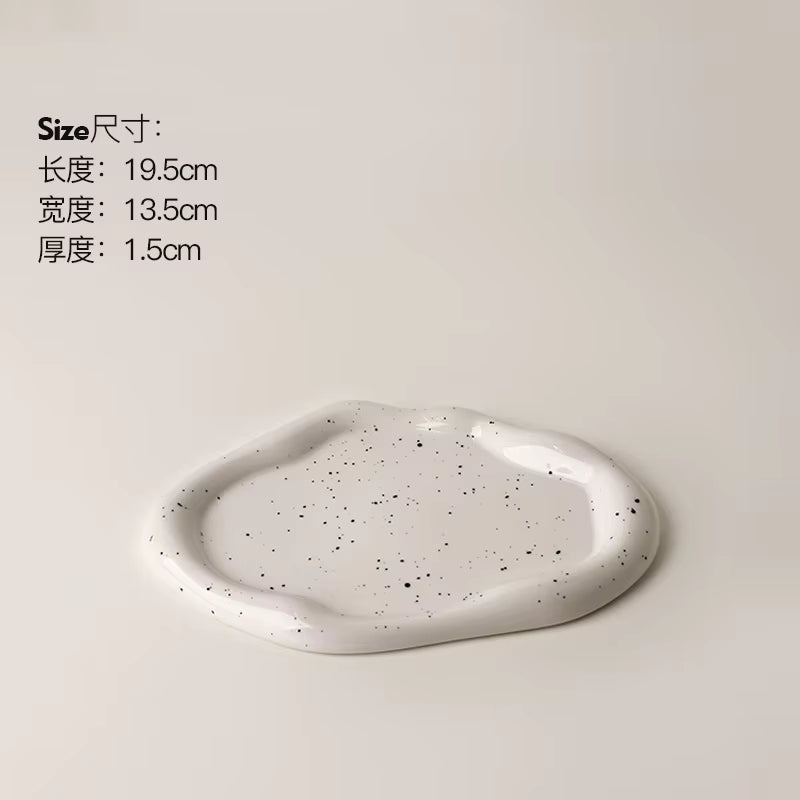 Ceramic Jewelry Tray Dish for Ring Key Trinket, Cute Cloud Shape Decorative Jewelry Plate Holder Room Decor Aesthetic Gift