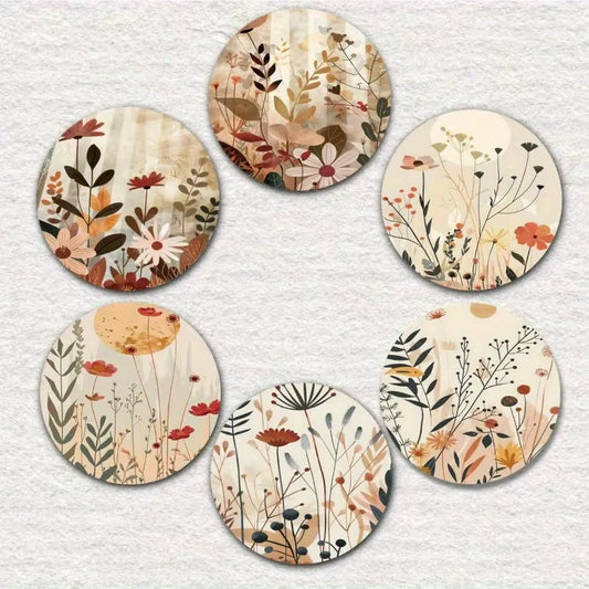 Bohemian Wooden Coaster - 6-Piece Set for Coffee , Non-Slip Heatproof，Perfect for Home, Kitchen & Car Decor, Ideal Holiday Gift