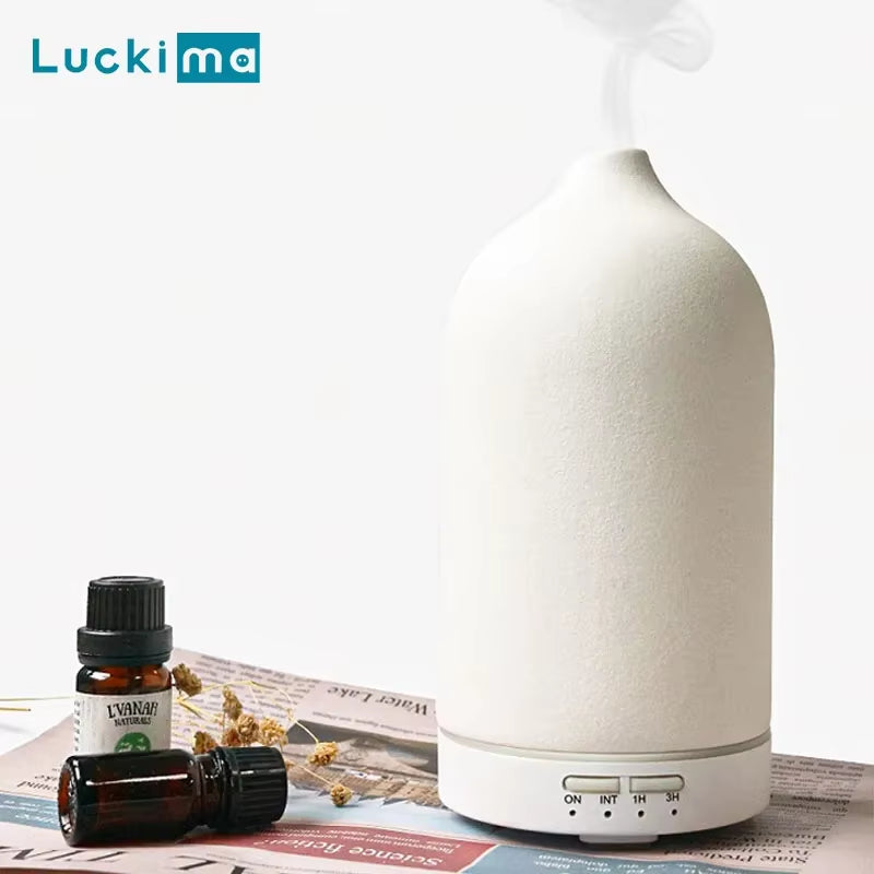 Ceramic Essential Oil Aromatherapy Diffuser Ultrasonic Air Humidifier with Timer Night Light Waterless Auto off Cool Mist Maker