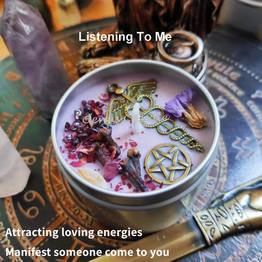 1PCS Prosperity Candle Crystals Herbs Soy Vegan Wealth Scented Candle in Jars Magic Pray Pagan Candles Tin 100G/3.5Oz