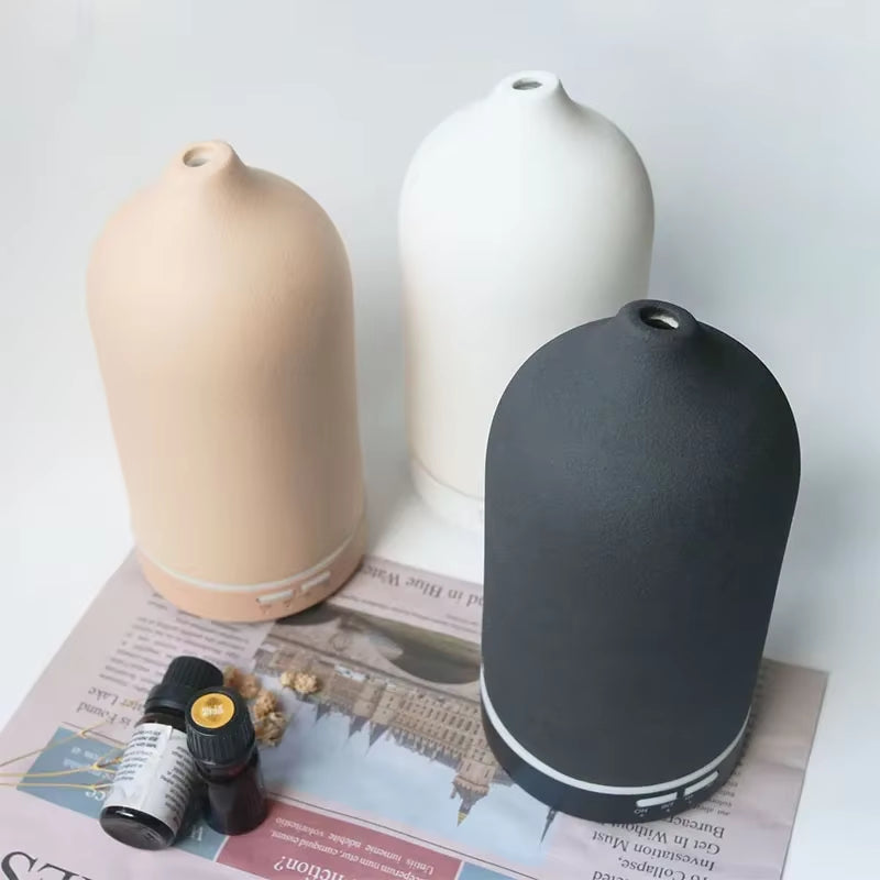 Ceramic Essential Oil Aromatherapy Diffuser Ultrasonic Air Humidifier with Timer Night Light Waterless Auto off Cool Mist Maker