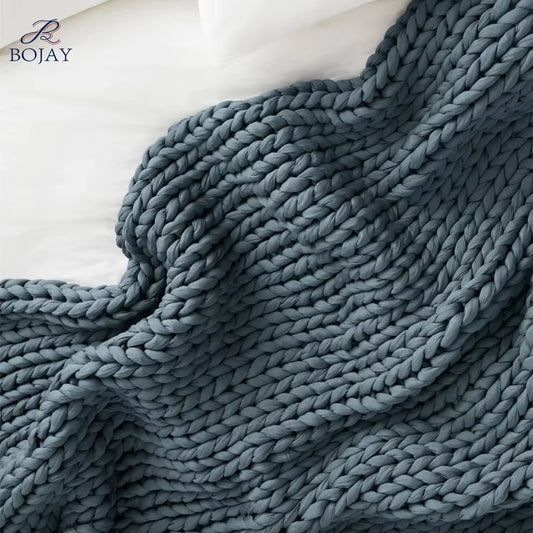 Handmade Cotton Chunky Knitted Weighted Throw Blankets Winter Heavy 7Kg Adult Blanket