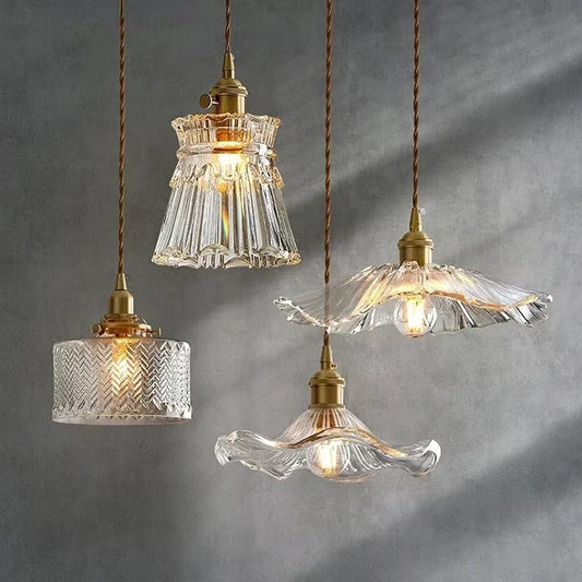 Modern Glass Pendant Light for Bedroom Kitchen Dining Room Hanging Lamp LED Flower Luminaire Chandelier Nordic Lighting Cafe Bar